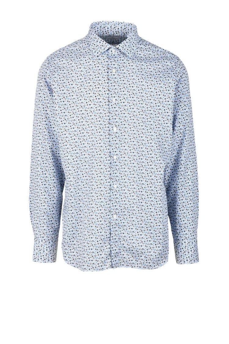 Brio Brown Sky Blue Patterned Shirt