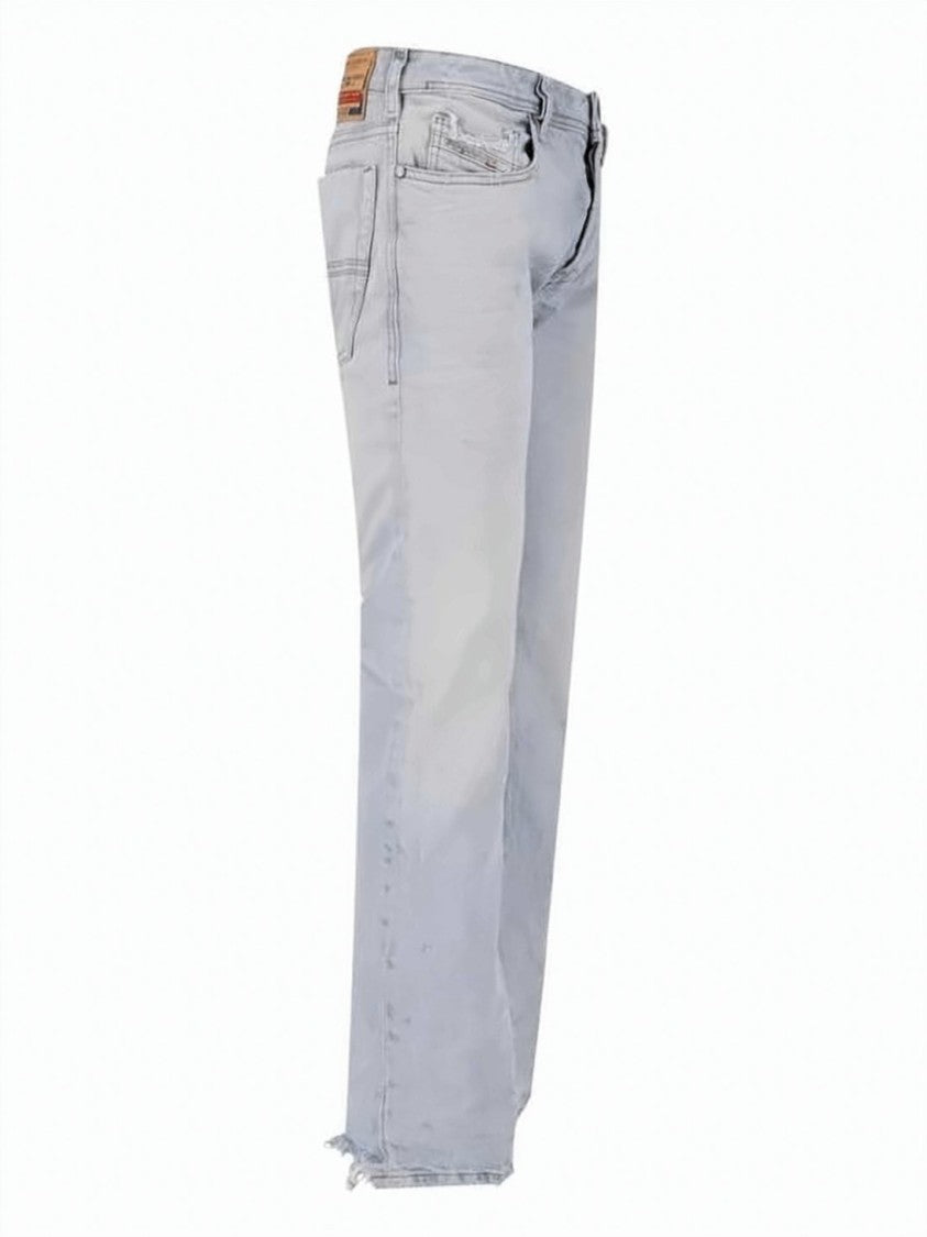 Diesel Light-Washed Denim Flared Pants With Raw Hems