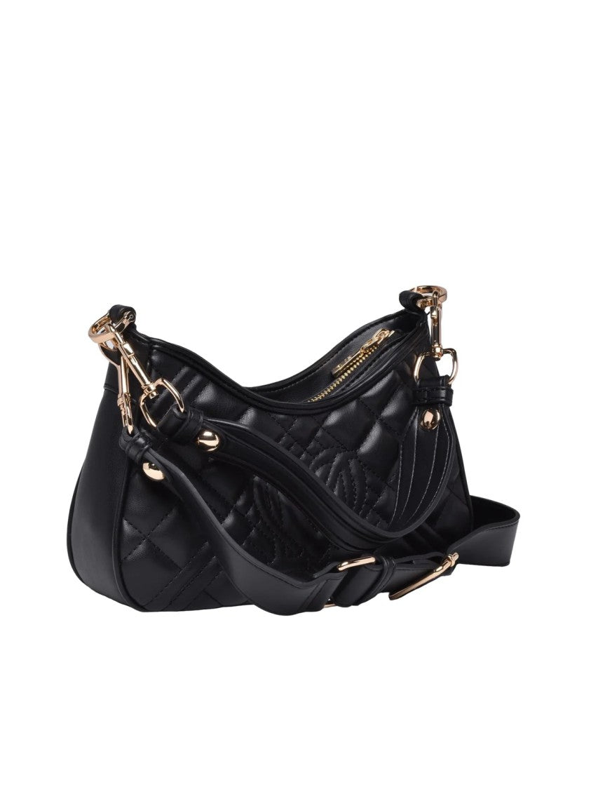 Love Moschino Black Polyurethane Zip Shoulder Bag
