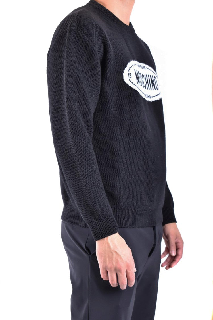 Moschino Black Knitwear With Crew Neck And Signature Logo