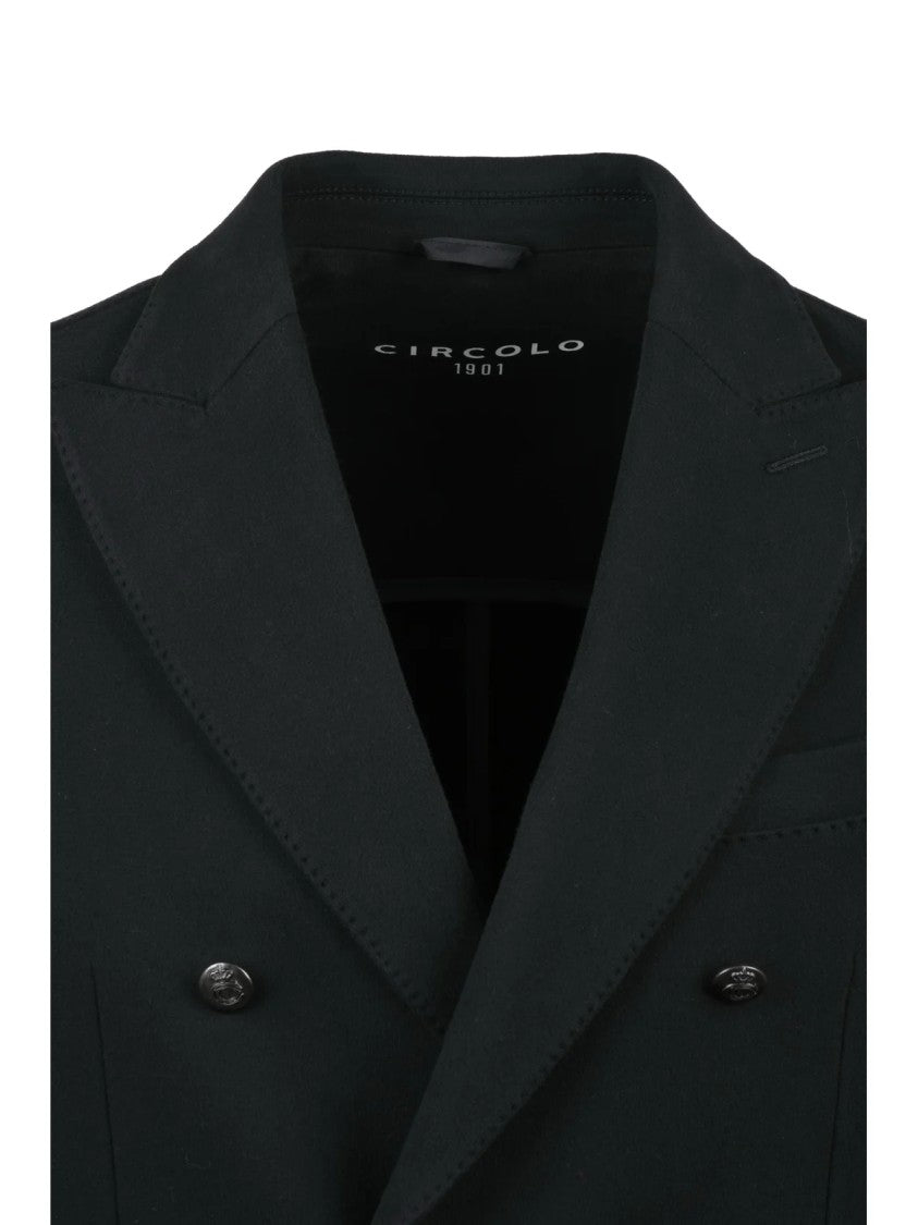 Circolo 1901 Double-Breasted Black Jacket With Wide Lapels And Modern Fit