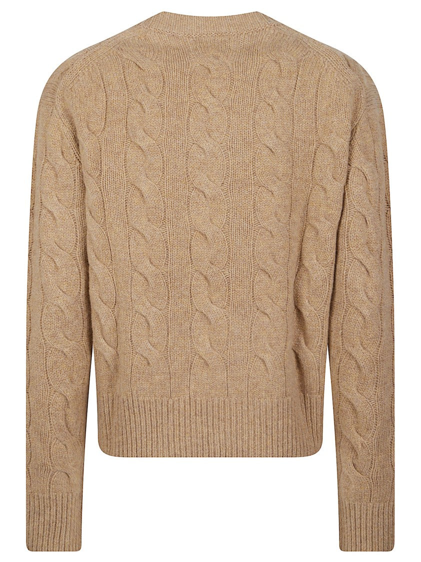 Polo Ralph Lauren Brown Round-Neck Cable Knit Long-Sleeve Sweater