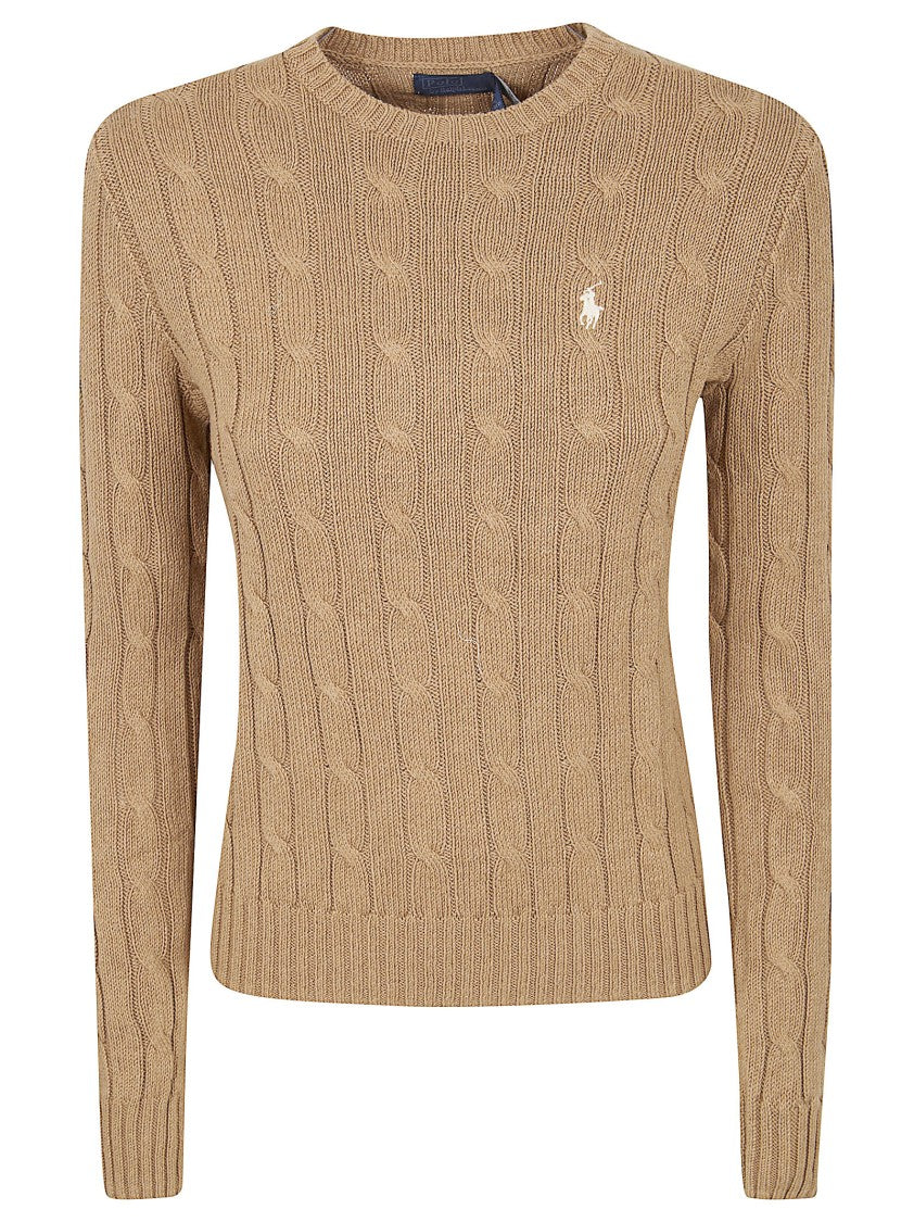 Polo Ralph Lauren Classic Cable Knit Cotton Sweater With Embroidered Pony