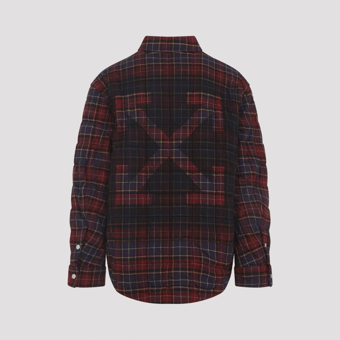 Off-White Long-Sleeve Button-Up Shirt With Plaid Pattern