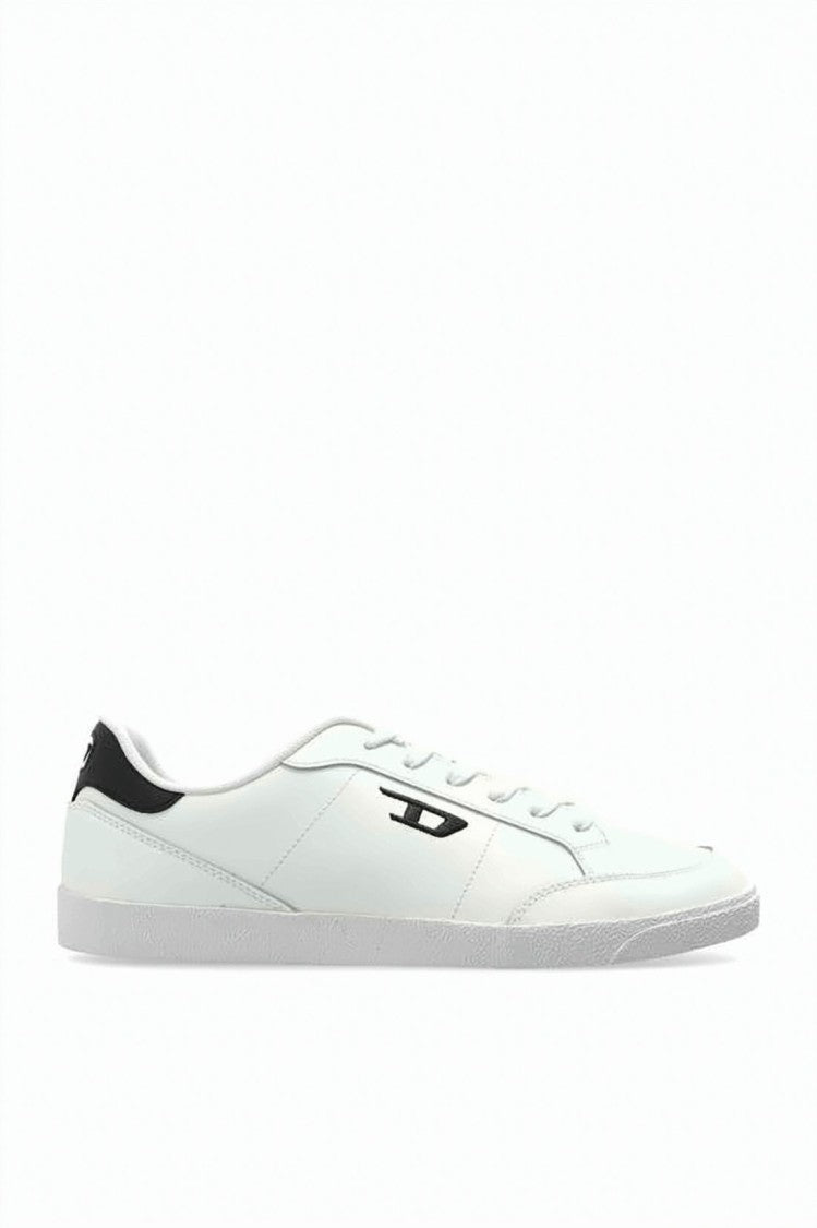 Diesel Low-Top White Leather Sneakers With Textured Rubber Sole