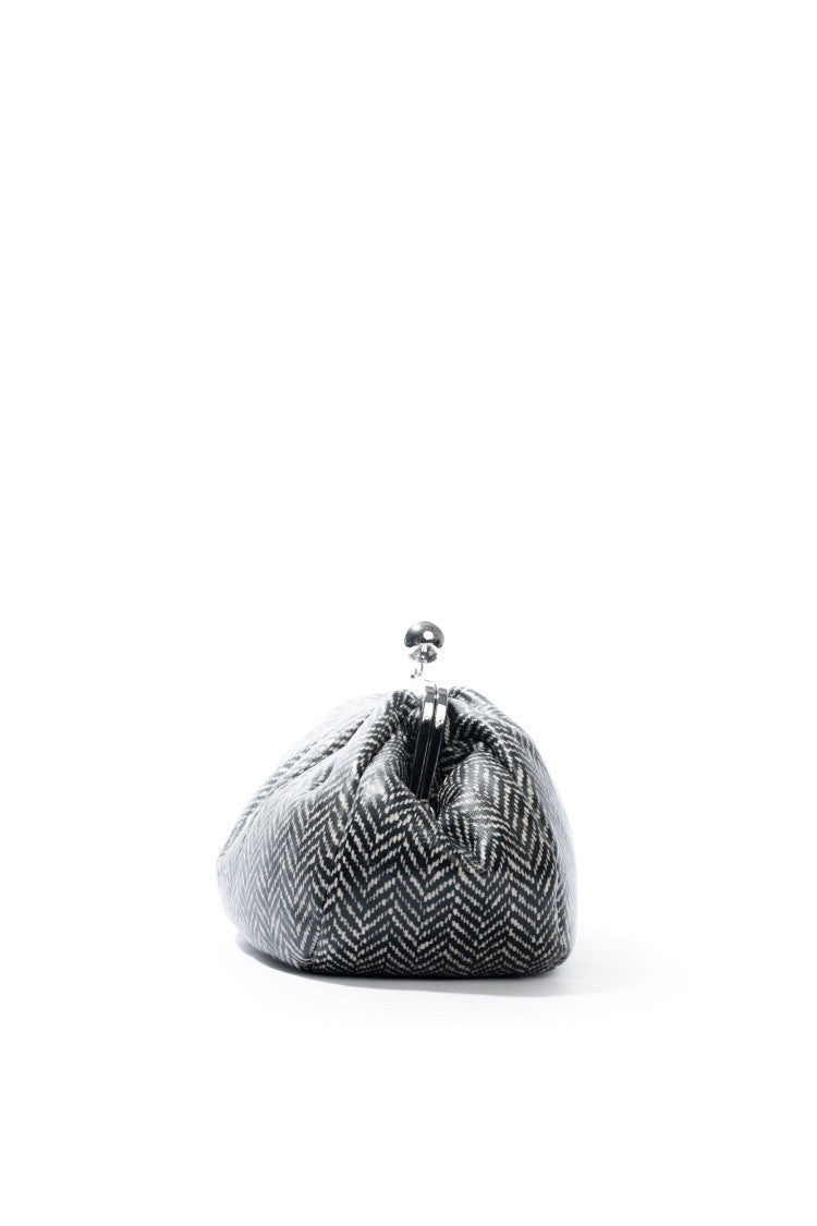 Max Mara Sophisticated Black And White Herringbone Clutch
