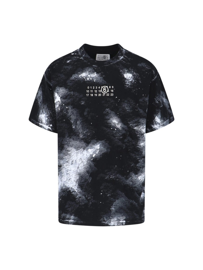 Mm6 By Maison Margiela Tie-Dye Graphic T-Shirt With Numeric Logo Detail