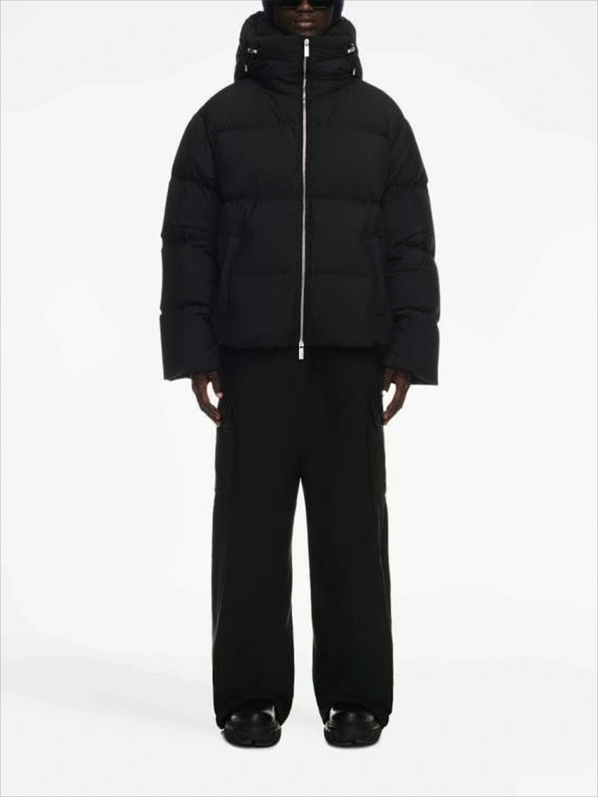 Off-White Boxy Black Puffer Jacket With High Collar And Hood
