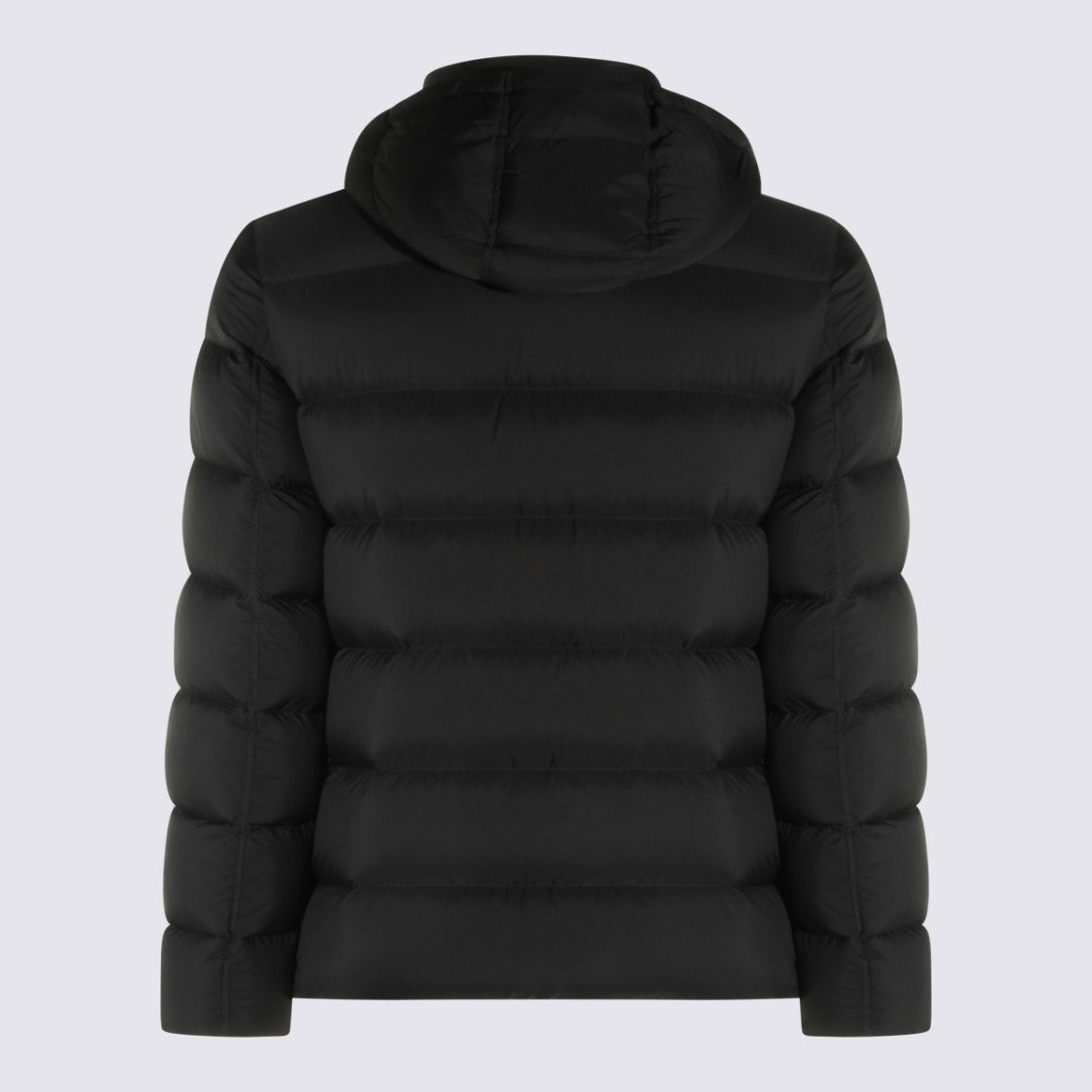 Herno Horizontal Quilted Black Puffer Jacket With Detachable Hood