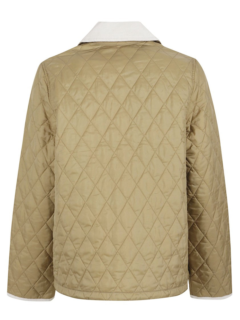 Barbour Cropped Diamond-Quilted Jacket With Velvet Details