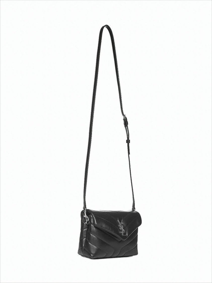 Saint Laurent Quilted Calf Leather Shoulder Bag With Adjustable Strap