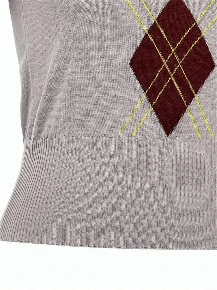 Vivienne Westwood Fitted Knit Sweater With Classic Argyle Pattern