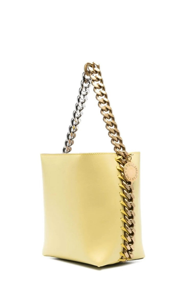 Stella Mccartney Yellow Polyamide-Polyurethane Chain-Strap Bucket Bag