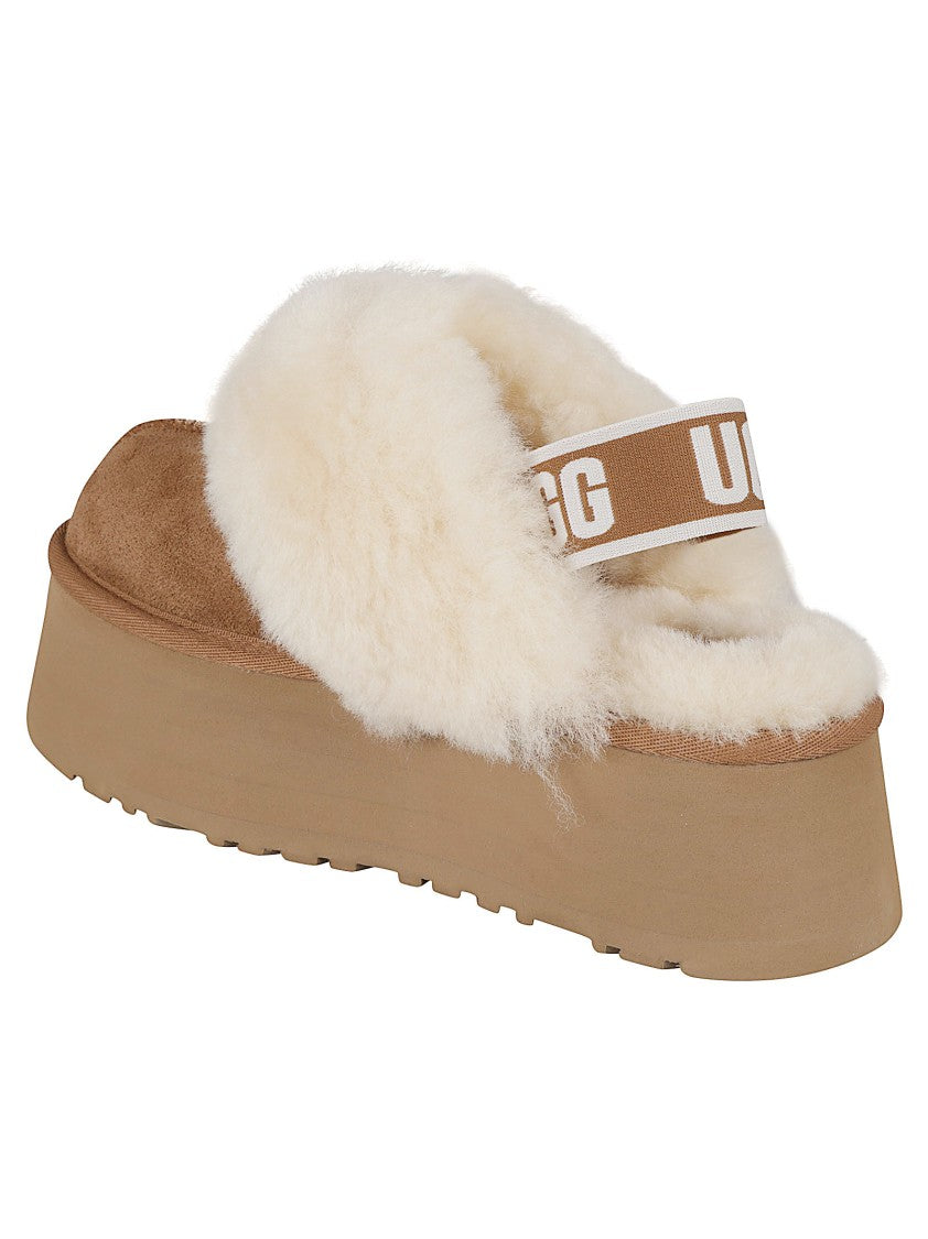 Ugg Plush Fur-Trimmed Platform Sandals With Suede Base