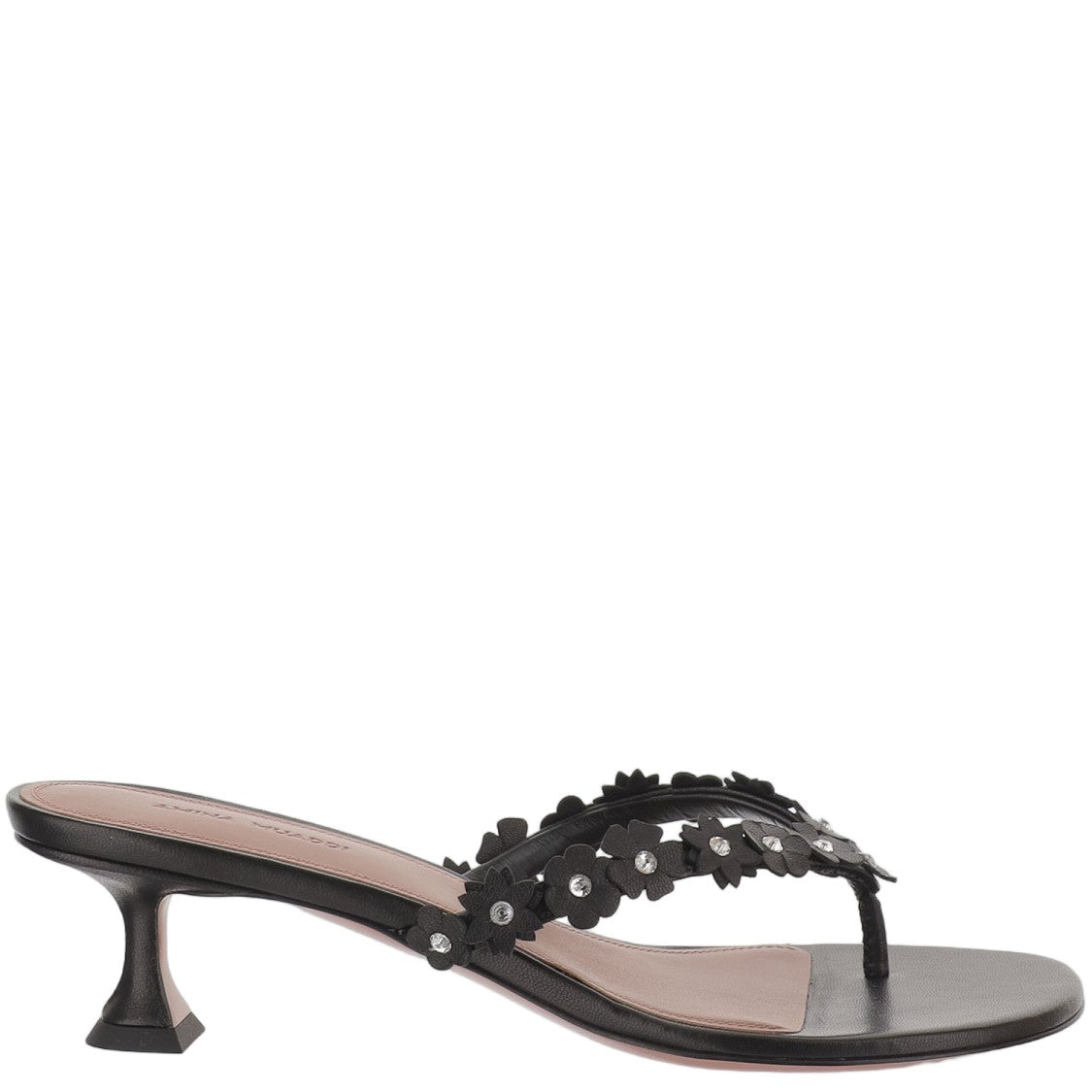 Amina Muaddi Leather Sandals With Appliqué Flower Design