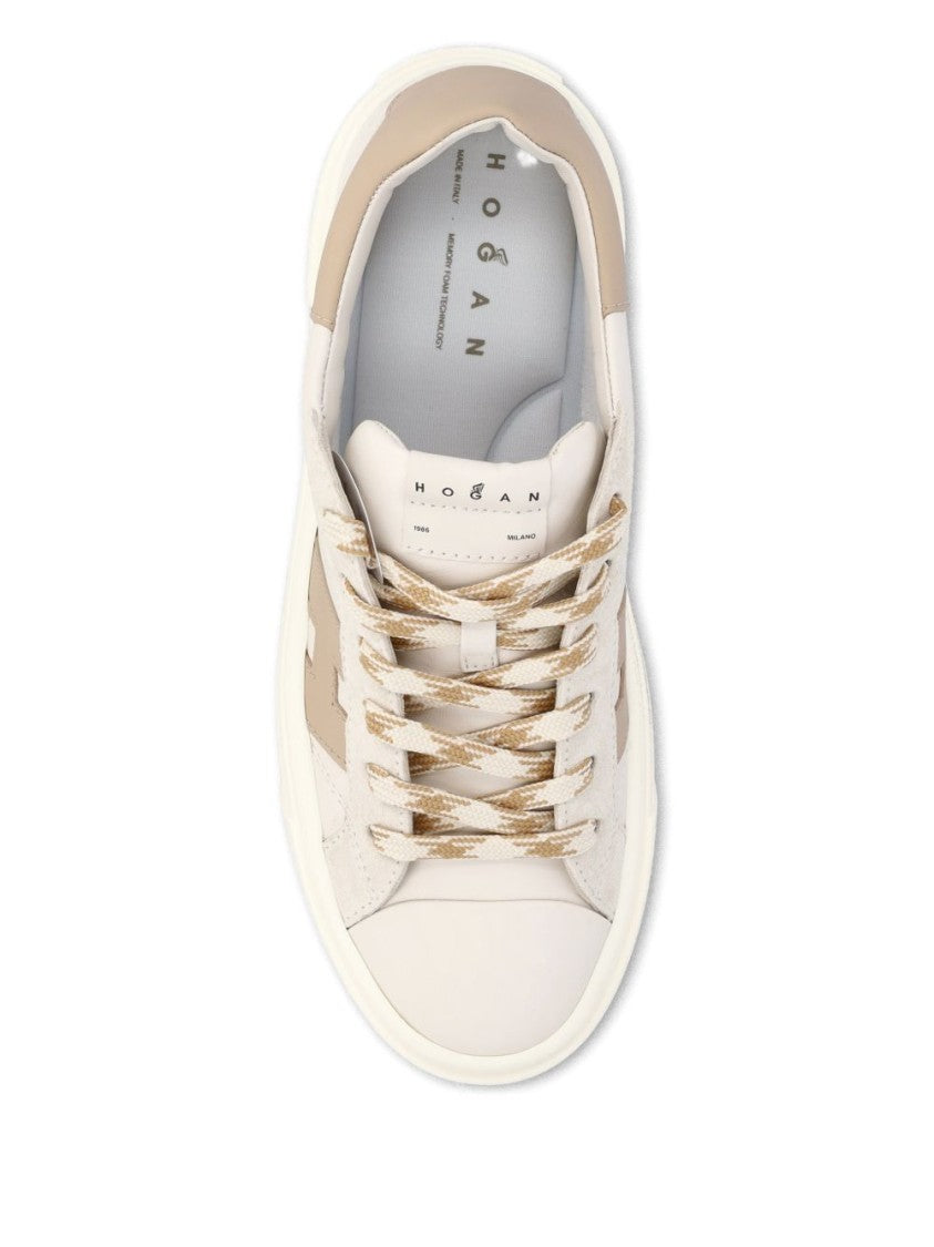 Hogan Beige Silk And Nylon Zip Sneakers