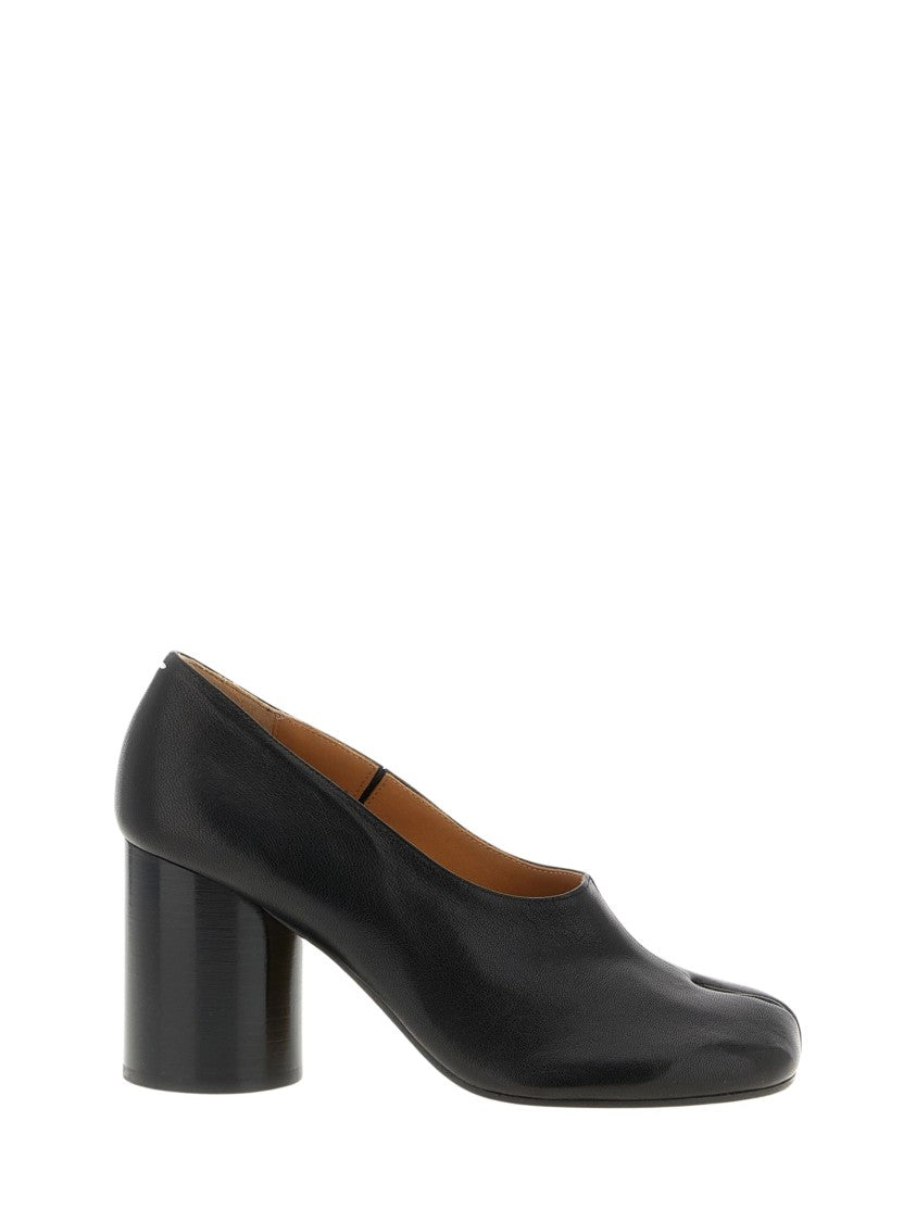 Maison Margiela Black Split Toe Block Heel Leather Pumps