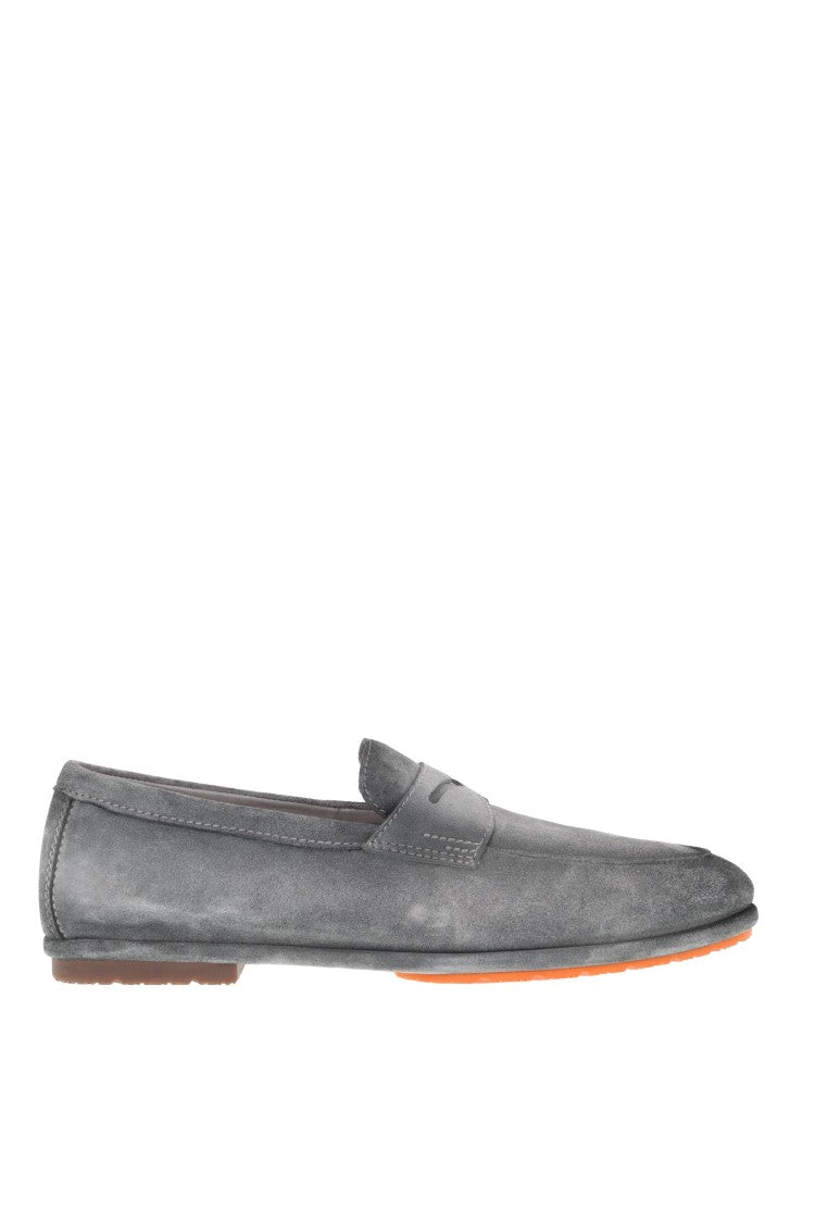 Santoni Carlo Suede Velatura Driver Loafers