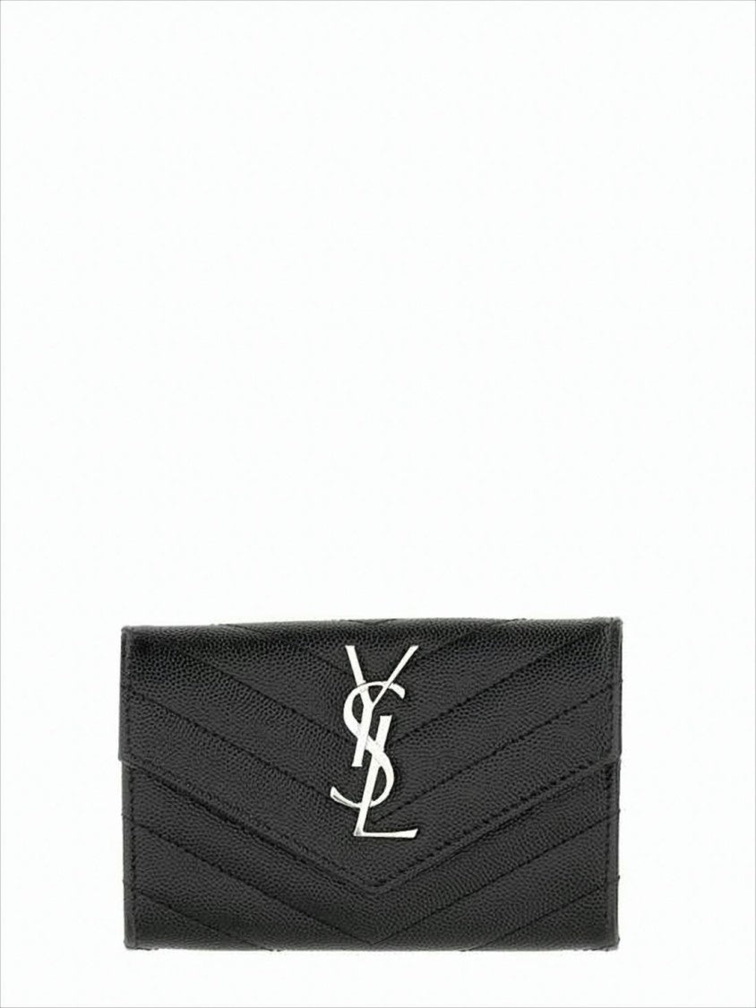 Saint Laurent Chevron-Quilted Black Calf Leather Wallet