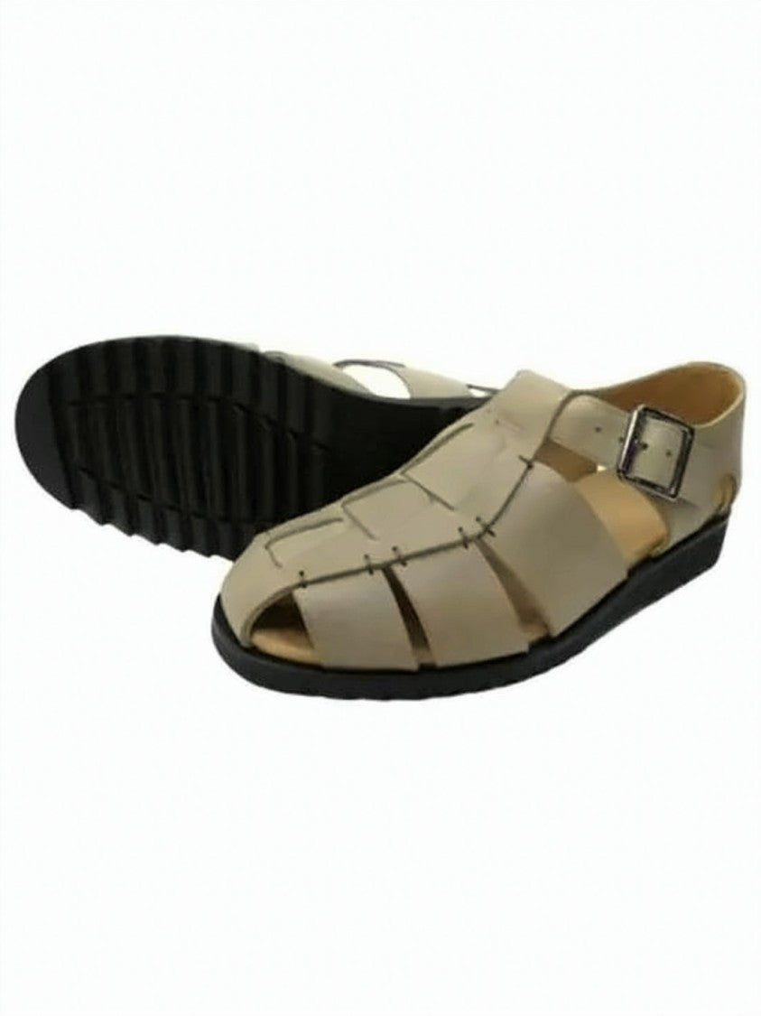 Paraboot Woven Leather Sandal With Buckle Closure
