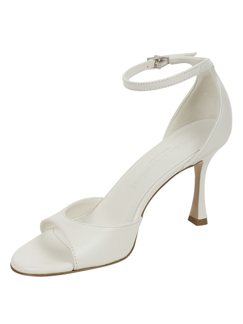 Sergio Levantesi Ankle Strap Leather Sandals With Covered Heel