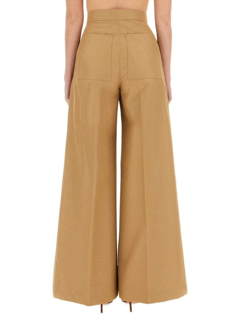 Max Mara Flowing High-Waist Wide Leg Pants Crafted From Cotton