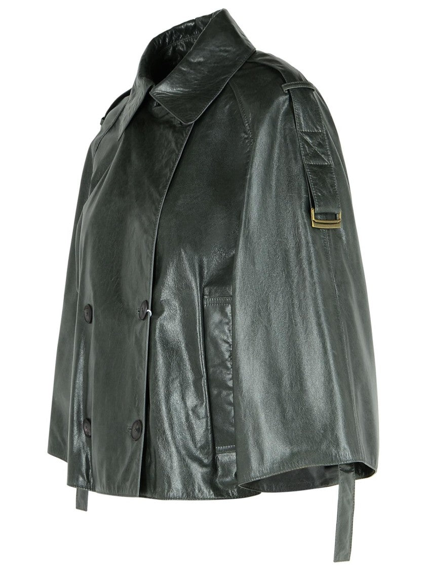 Max Mara 'Tenace' Grey Leather Jacket