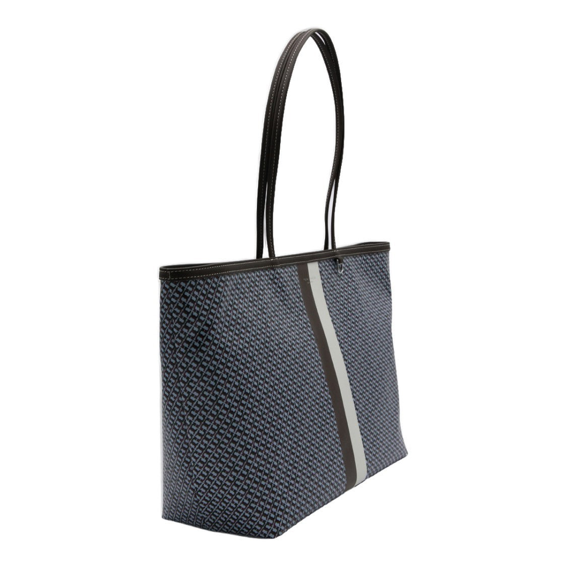 Tory Burch Structured Tote Bag With Geometric Pattern And Contrasting Stripe