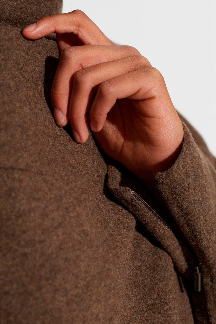 Max Mara Brown Mxstenuta Funnel-Neck Virgin Wool Midi Dress