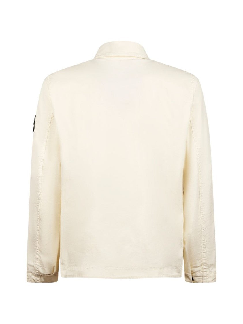 Stone Island Concealed Zip Placket Shirt With Classic Collar