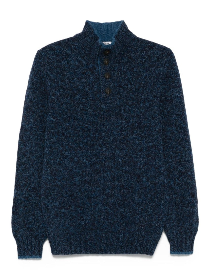 Vengera Textured Knit Sweater With High Collar