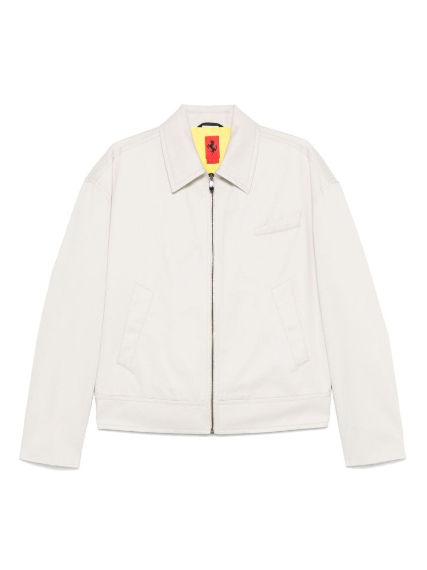 Ferrari Ecru Cotton Bomber Jacket