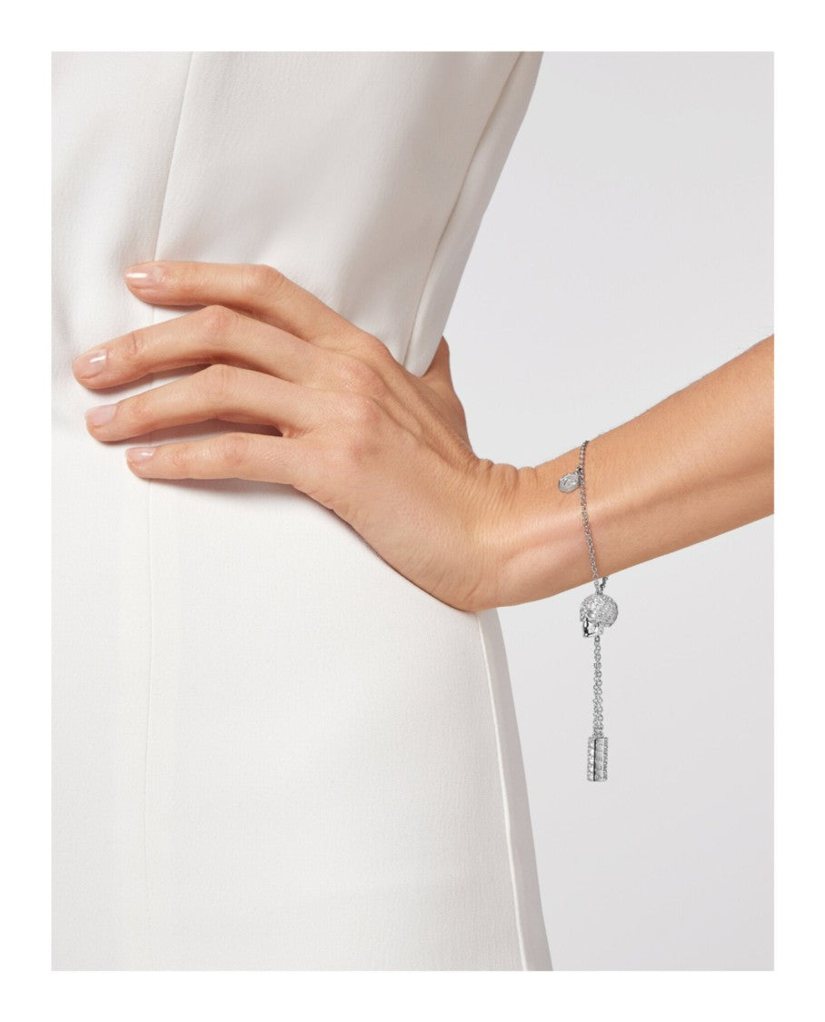 Philipp Plein Sliding $Kull Crystal Cable Chain Bracelet