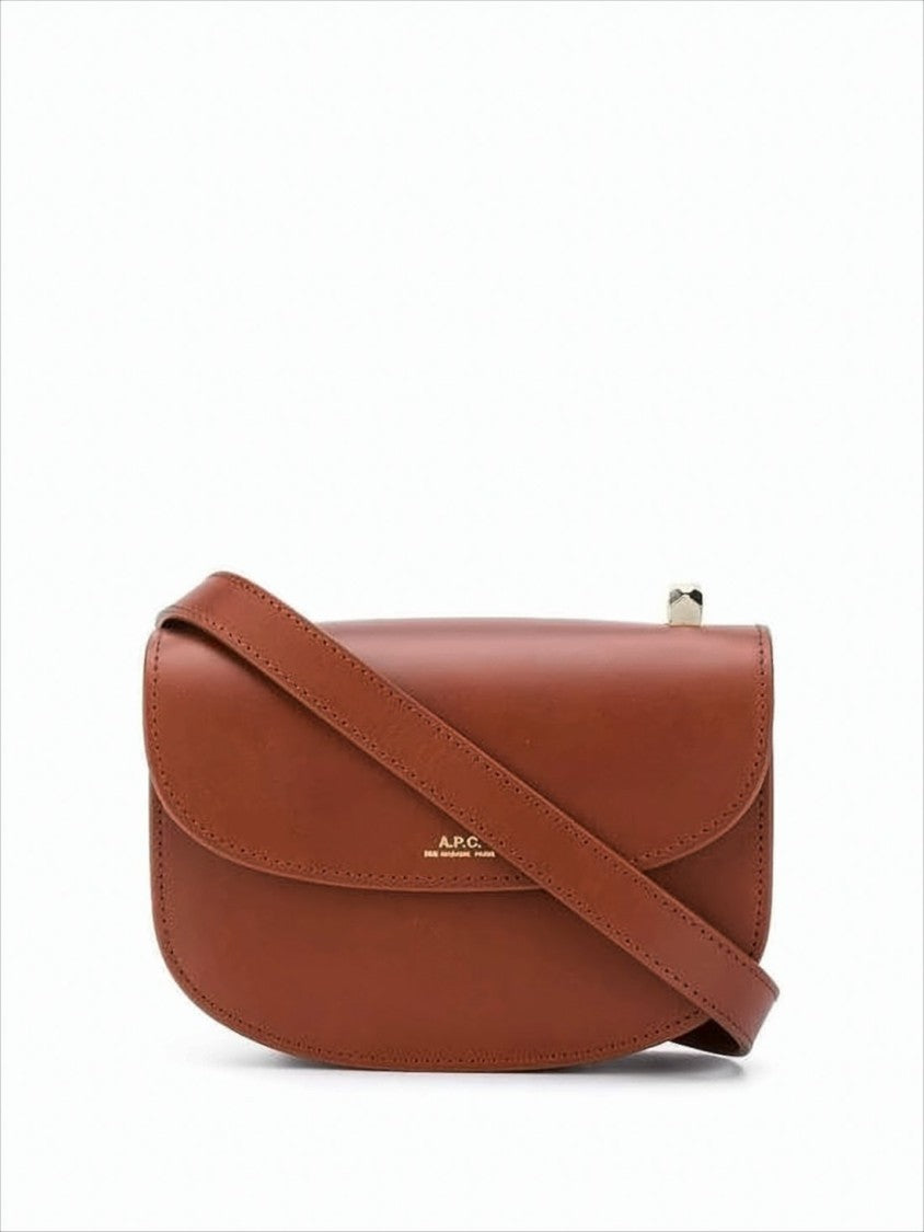 A.P.C. Structured Brown Cowhide Leather Crossbody Bag