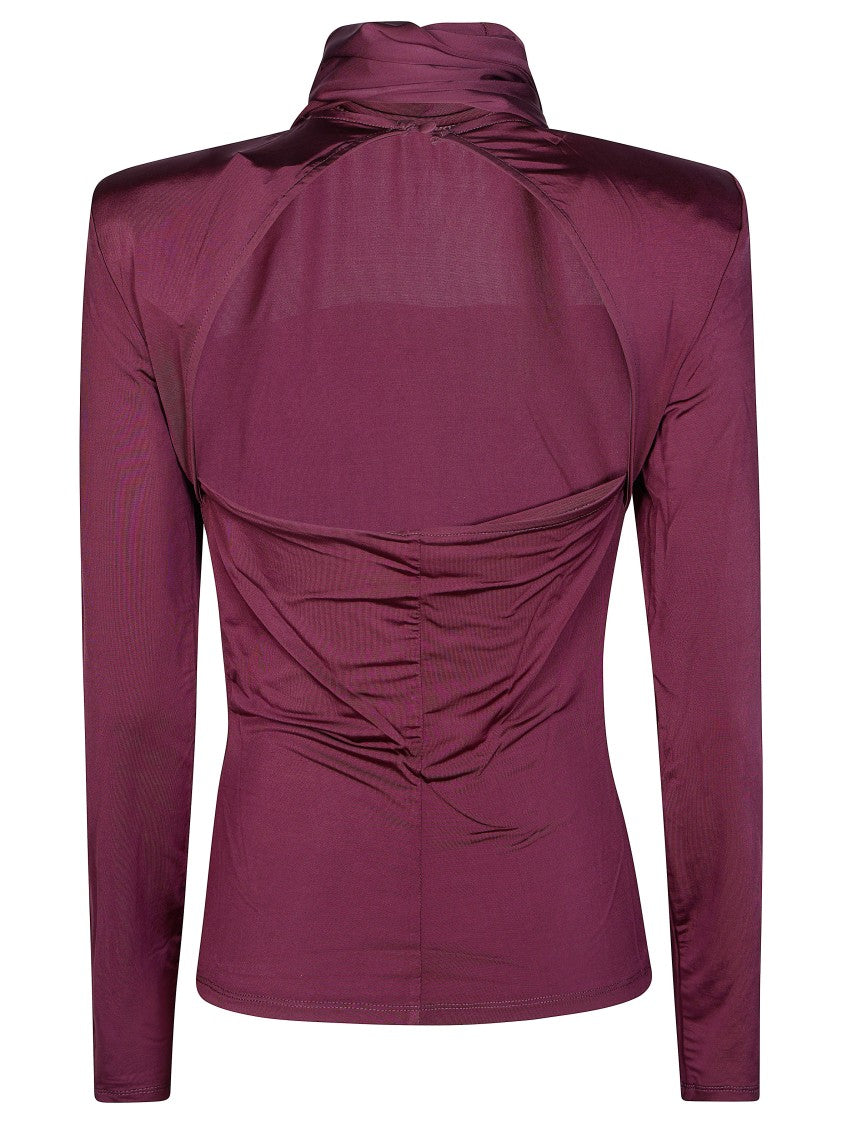 Rotate Long Sleeved Scarf Attached Detail Top