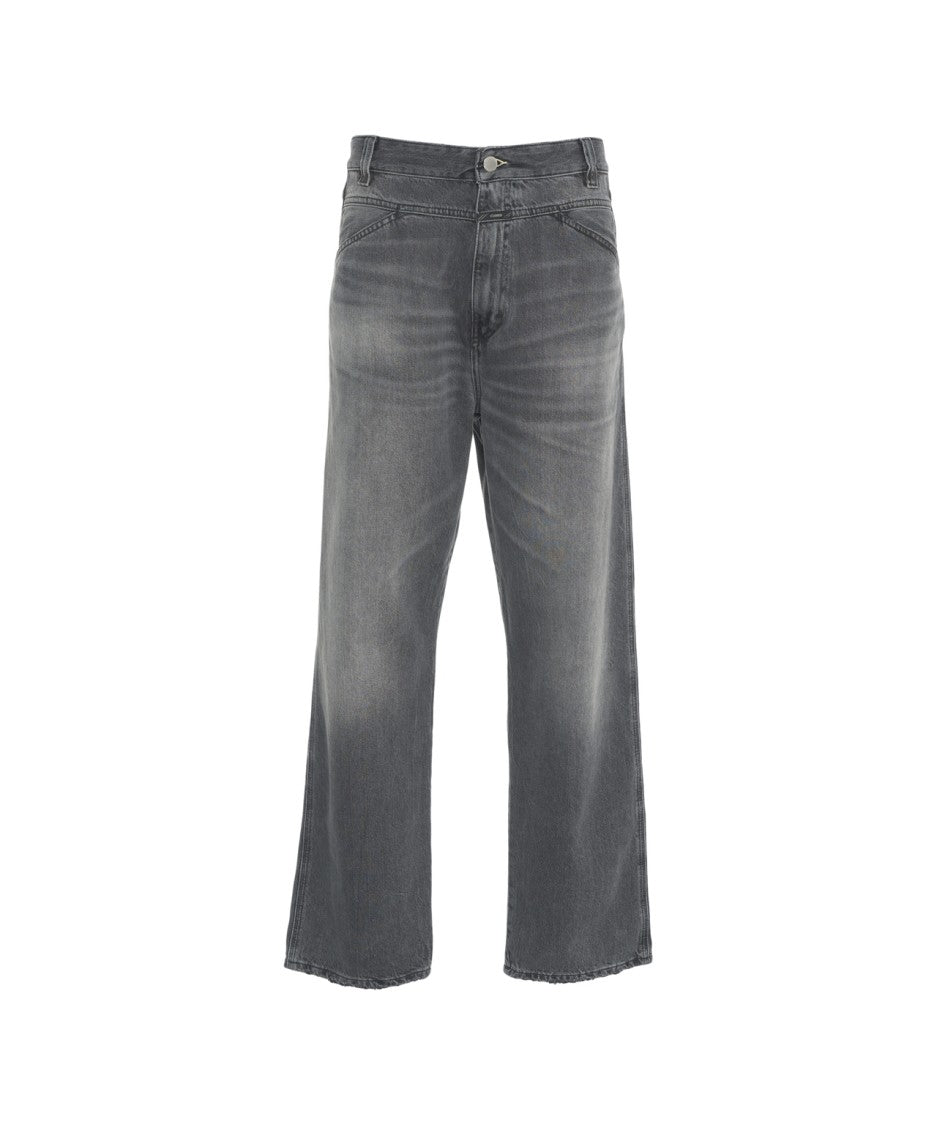 Closed Straight Cut Grey Denim Jeans With Classic Five-Pocket Design