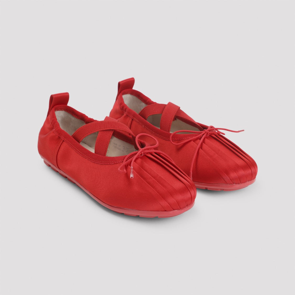 Simone Rocha Satin-Finish Ballerina Flats With Pleated Detailing And Bow