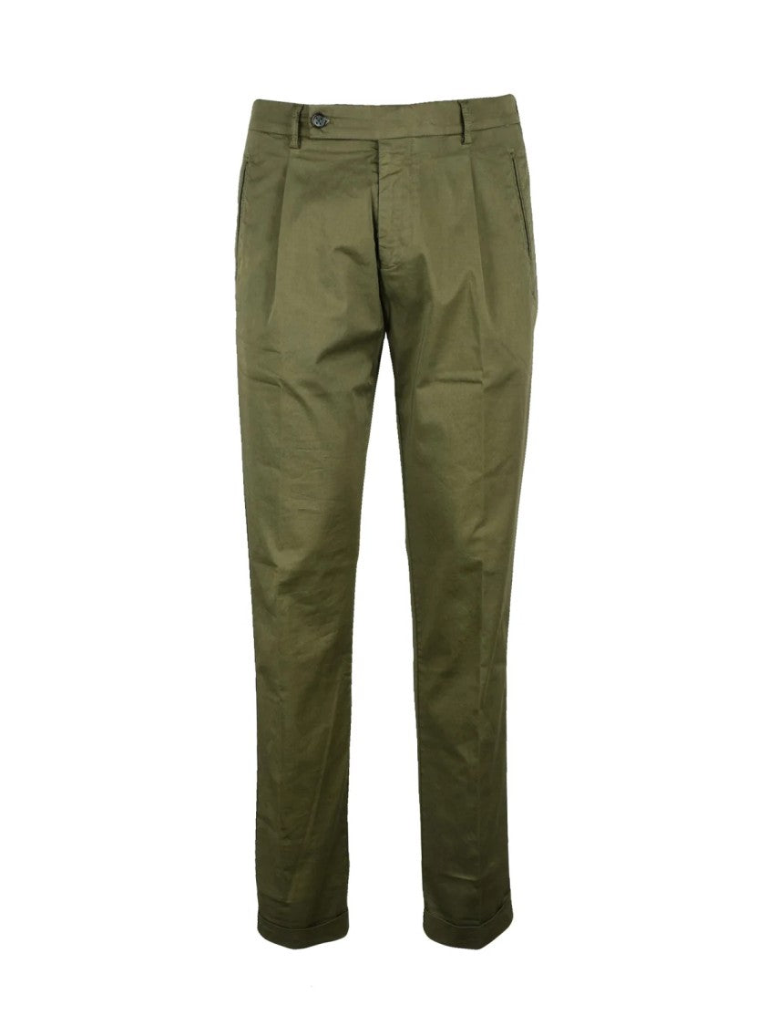 Berwich Cotton Stretch Trousers With Flat Front And Versatile Design