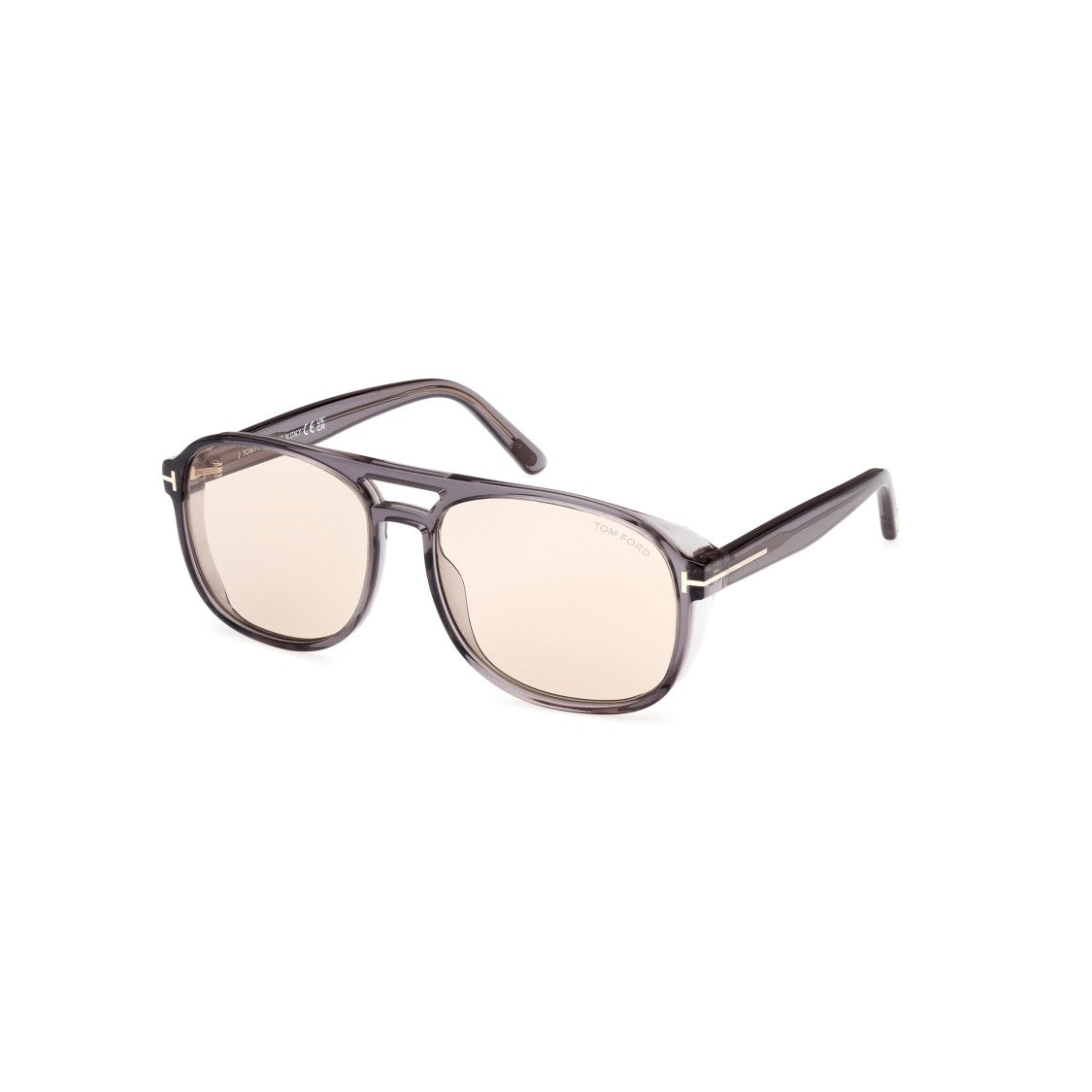 Tom Ford Translucent Grey Acetate Aviator Sunglasses With Metallic Detail