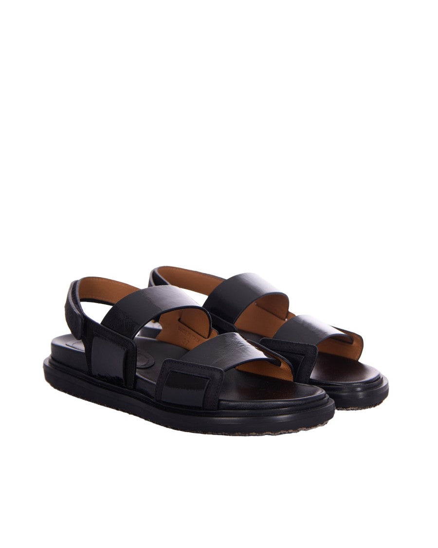 Marni Minimalist Black Fussbett Sandal With Adjustable Closure