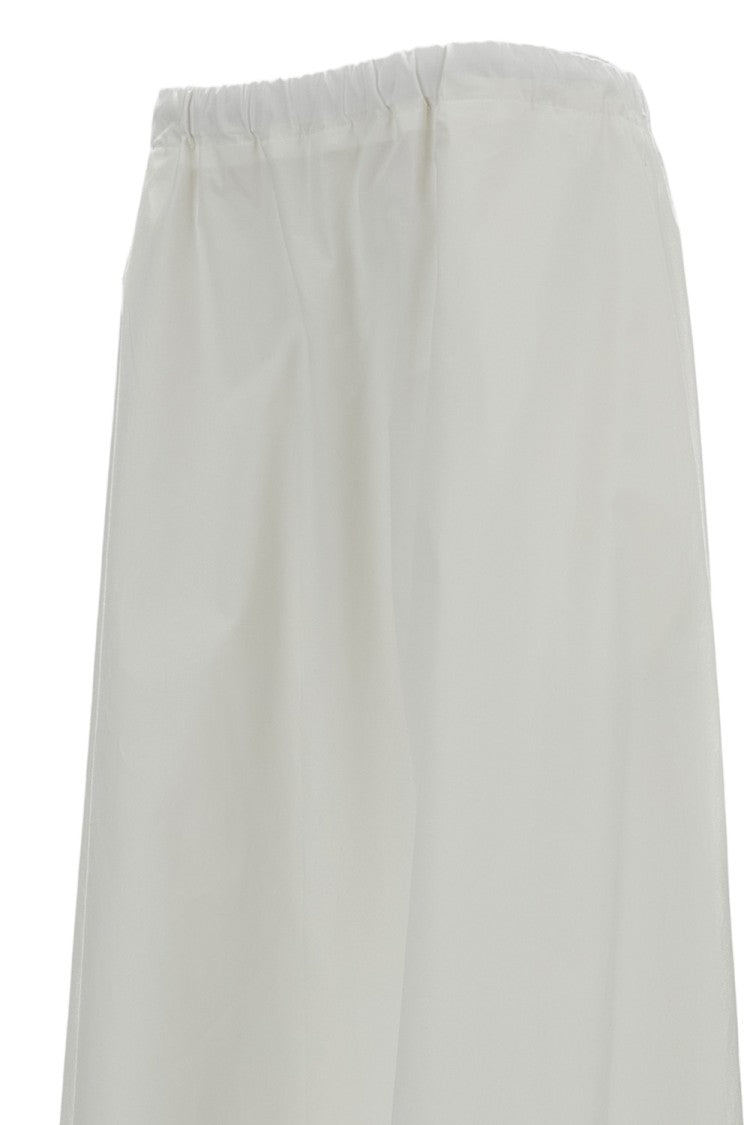 Meta Campania White Long Flared Cotton Skirt