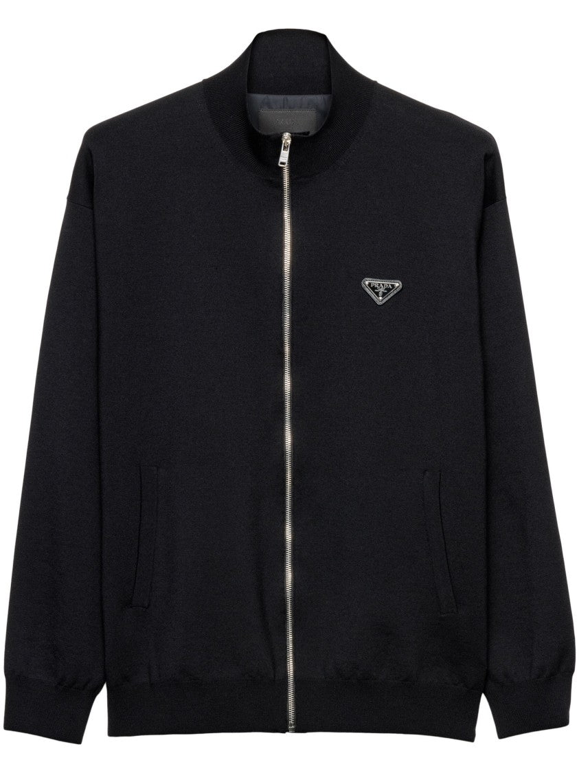 Prada Black Cardigan Overfit Virgin Wool Cardigan