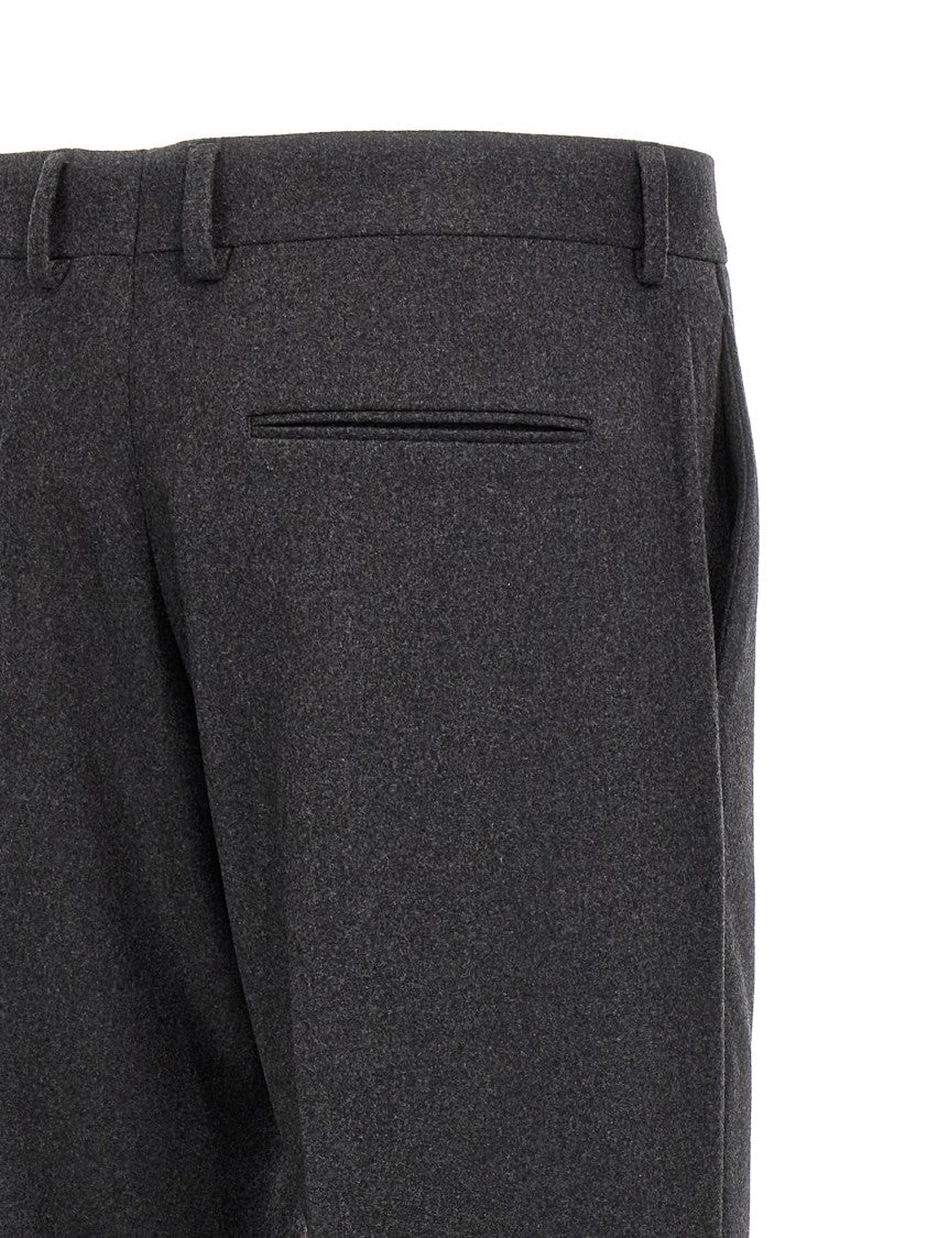 Fendi Straight Leg Cashmere Trousers With Pressed Pleat