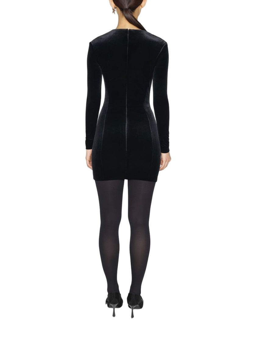 Mugler Black Long Sleeve Straight Hem Dress