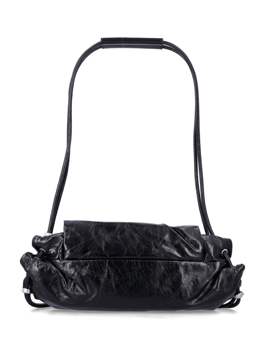 Diesel Sculptural Crinkled Leather Shoulder Bag With Adjustable Straps