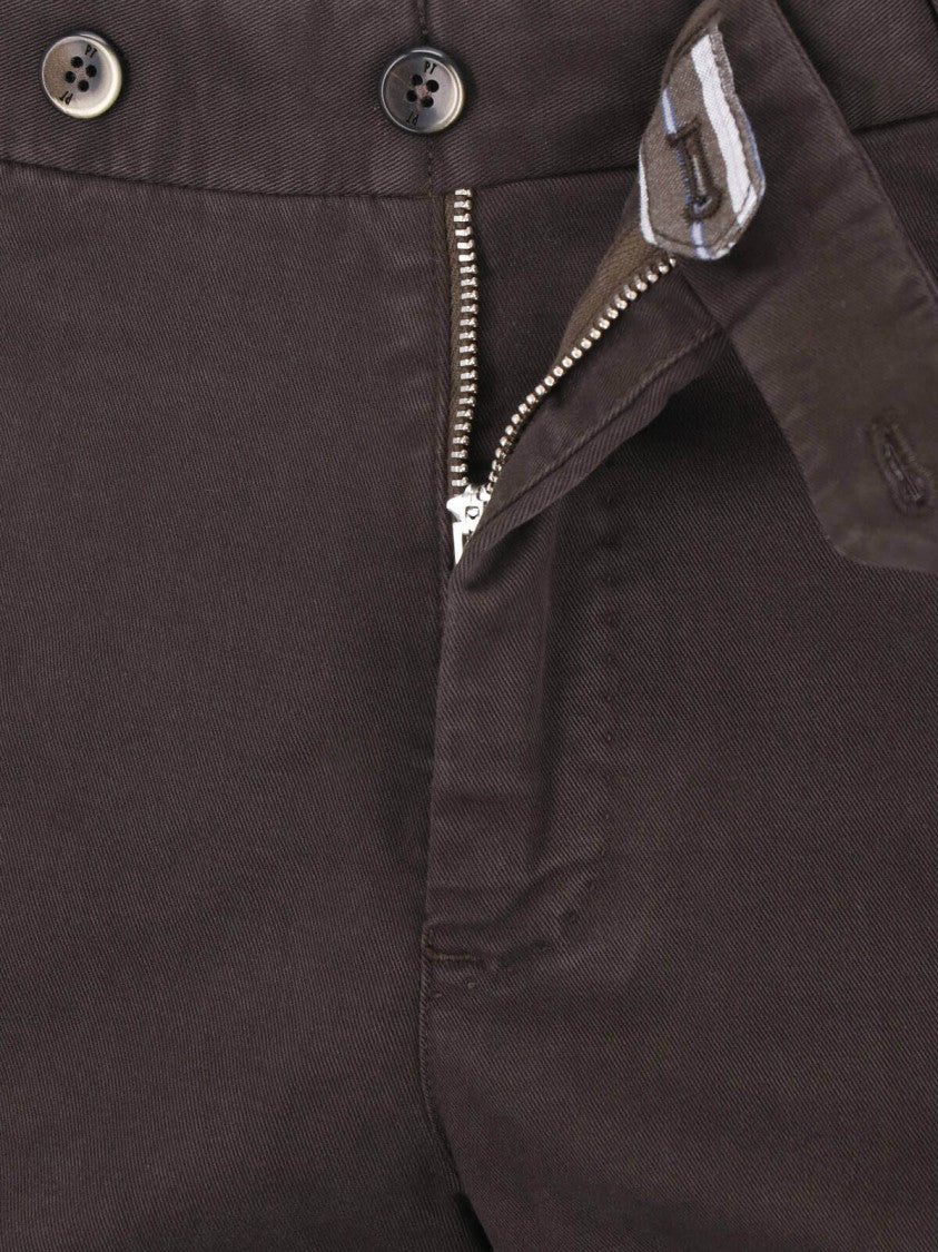 Pt Torino Brown Mid-Rise Straight-Leg Cotton Formal Pants
