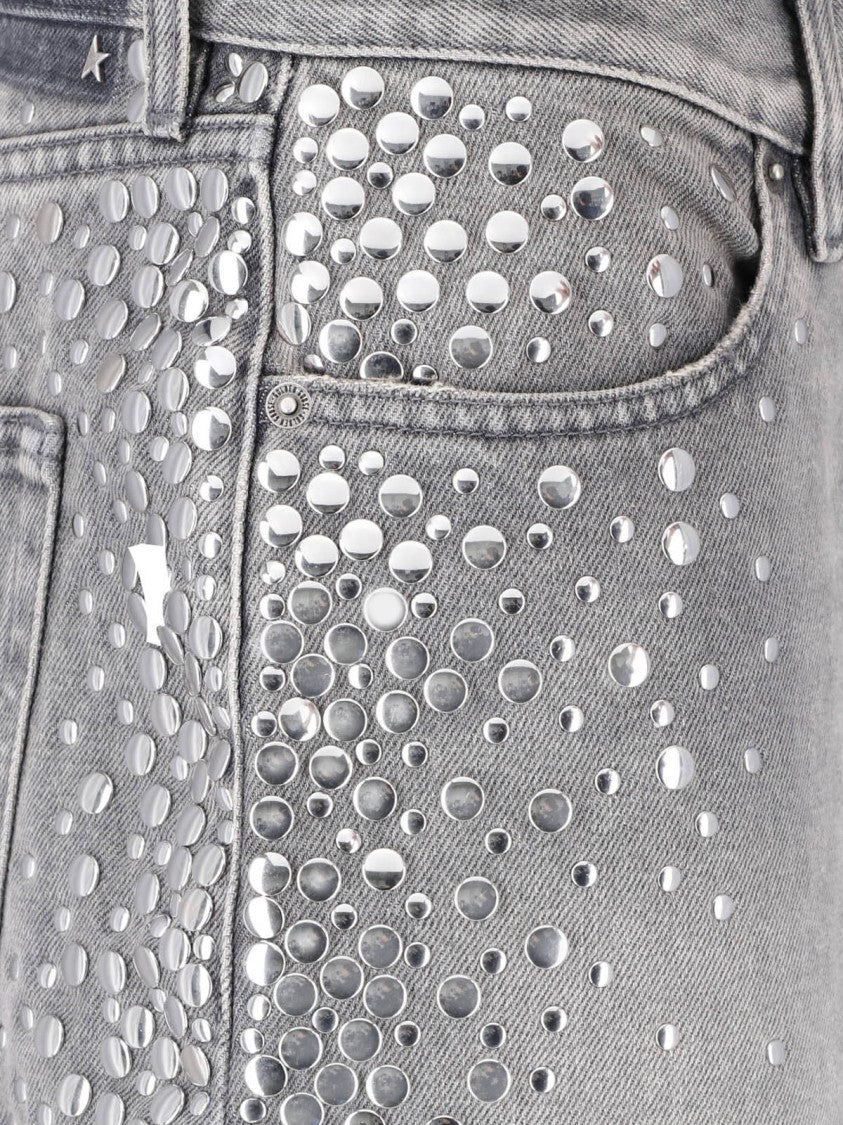 Golden Goose Gray Melody Mid-Rise Studded Denim Jeans