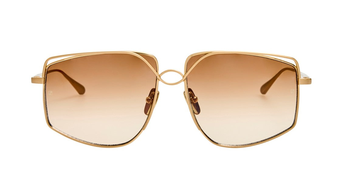 Linda Farrow Lfl Geometric Titanium Sunglasses With Polished Gold Finish