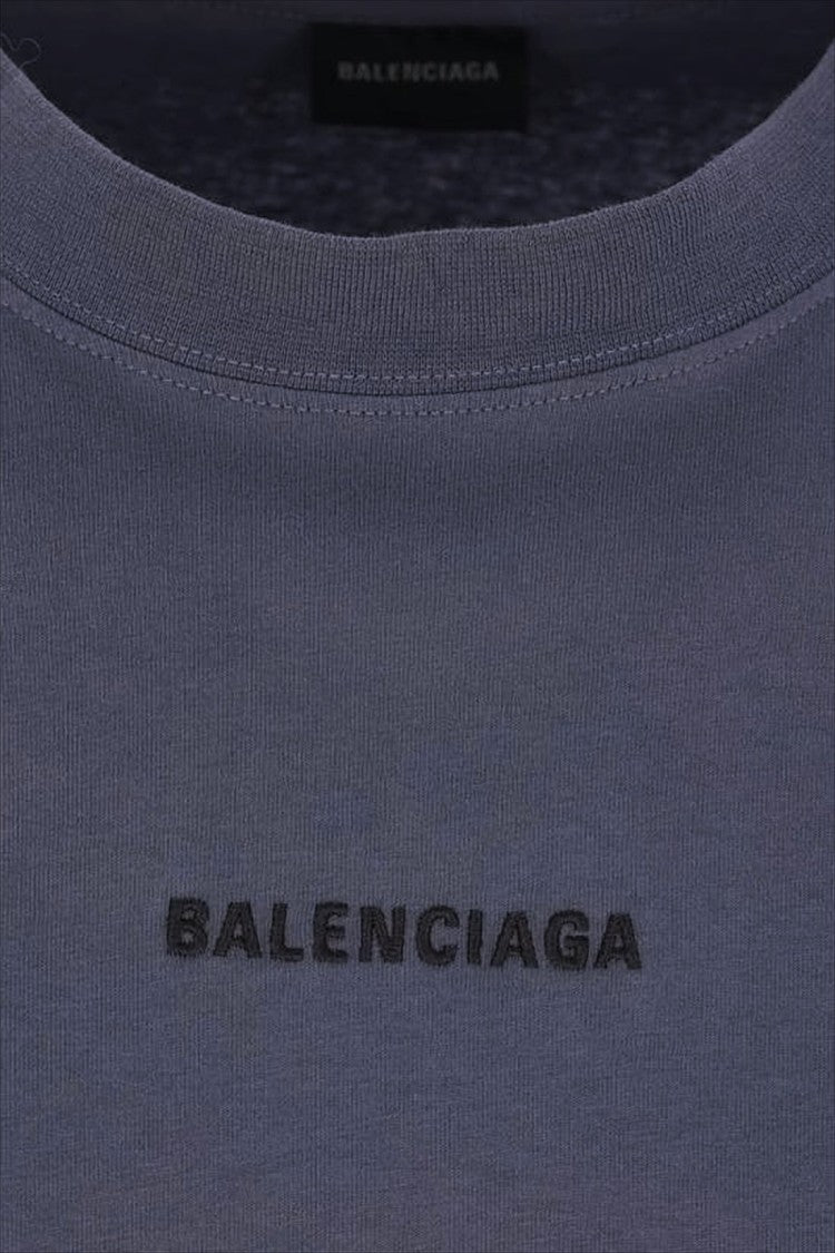 Balenciaga Relaxed Fit Cropped Cotton T-Shirt With Signature Embroidery