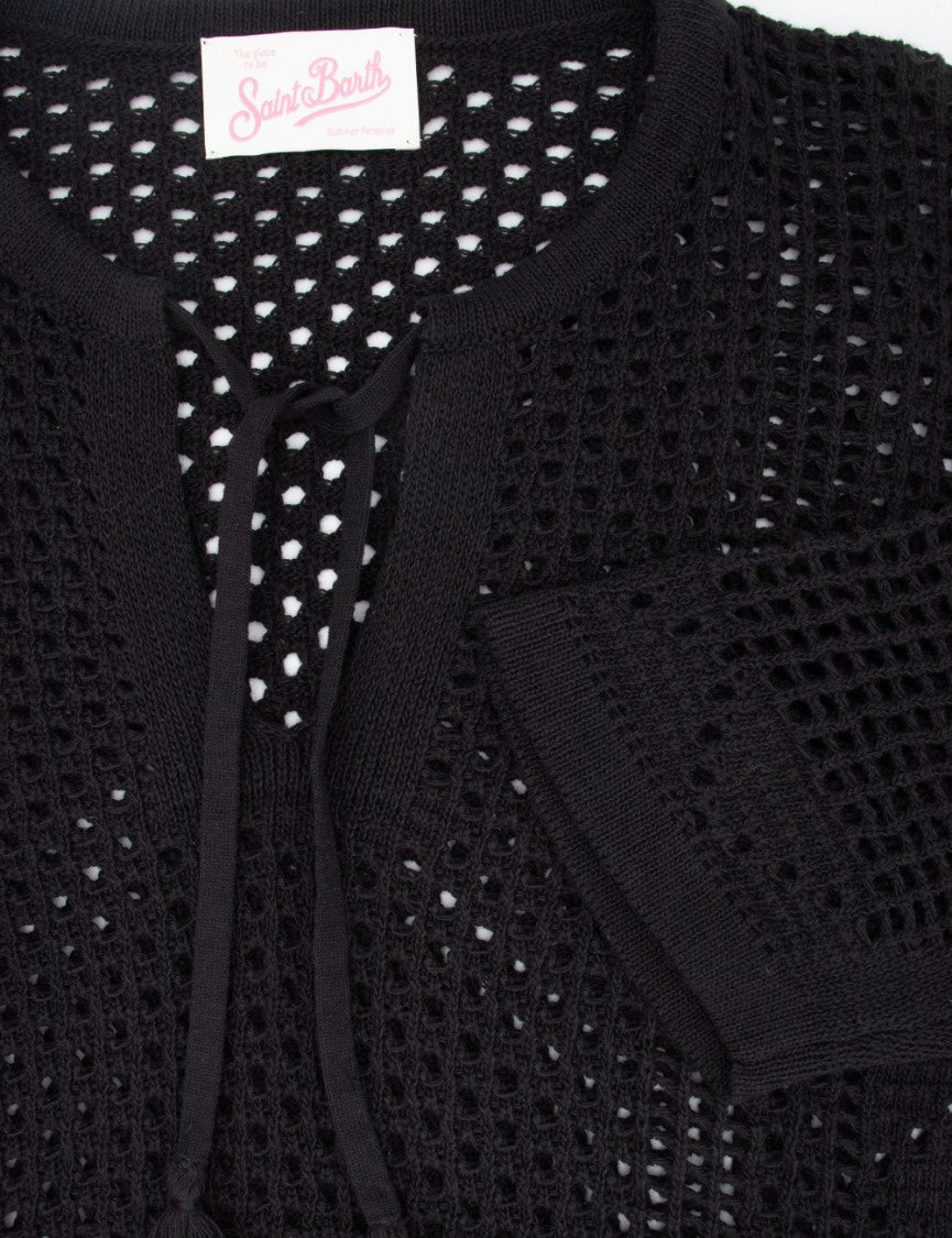 Mc2 Saint Barth Openwork Mesh Tunic With V-Neck